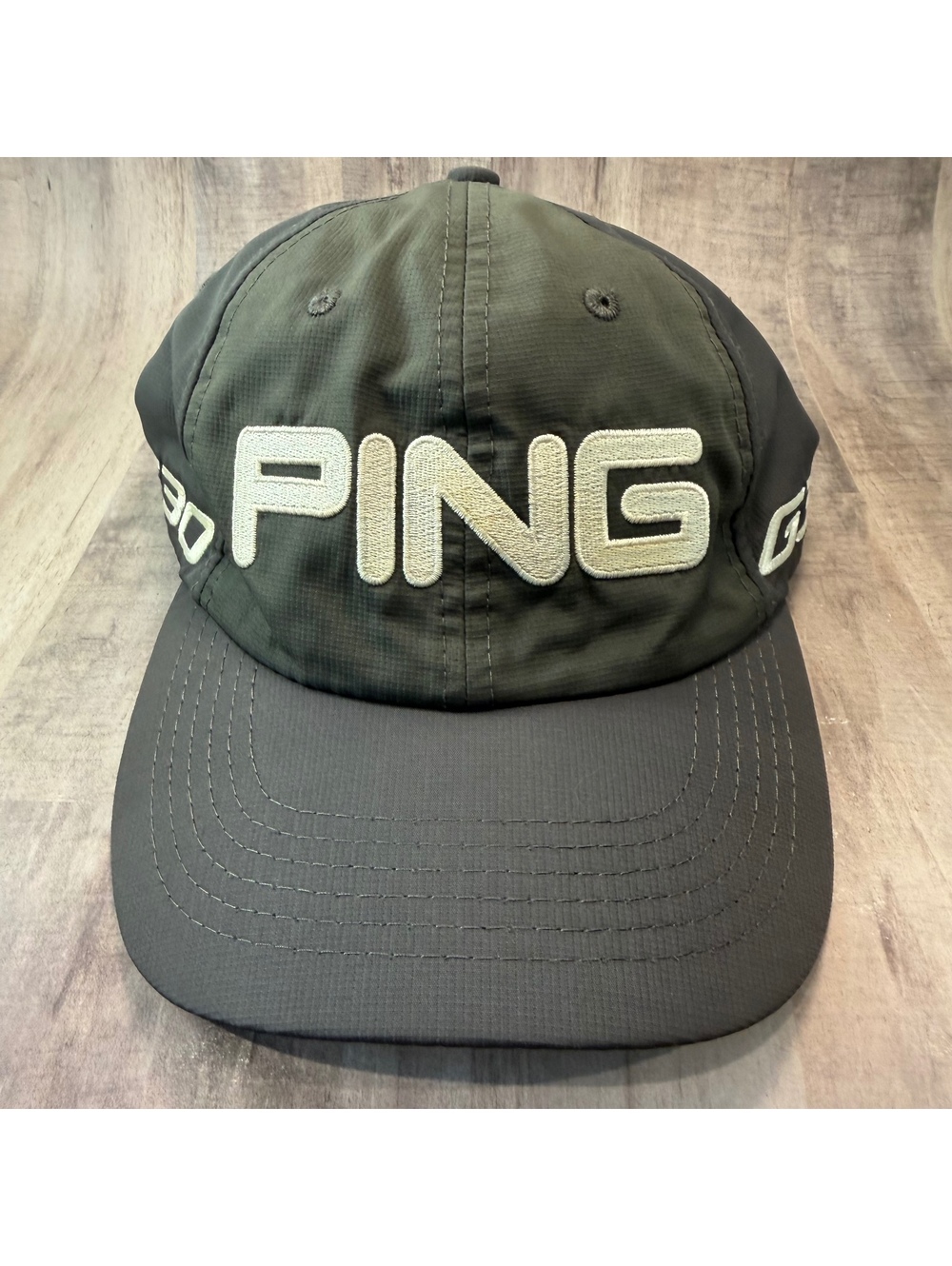 PING G30 Embroidered Performance Golf Hat Gray & White Adjustable Strap Back Cap